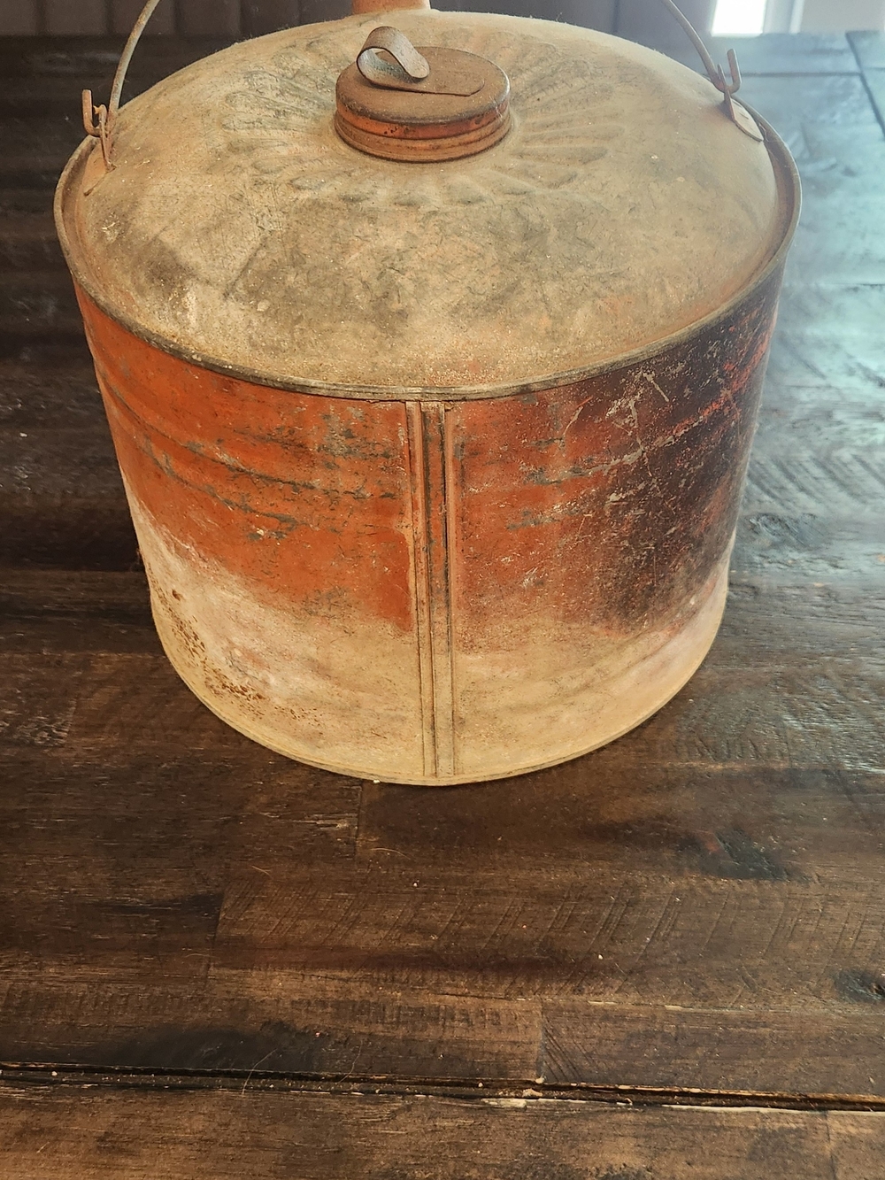 Vintage Rusted Orange Metal Kettle with Spout - Picture 4 of 7